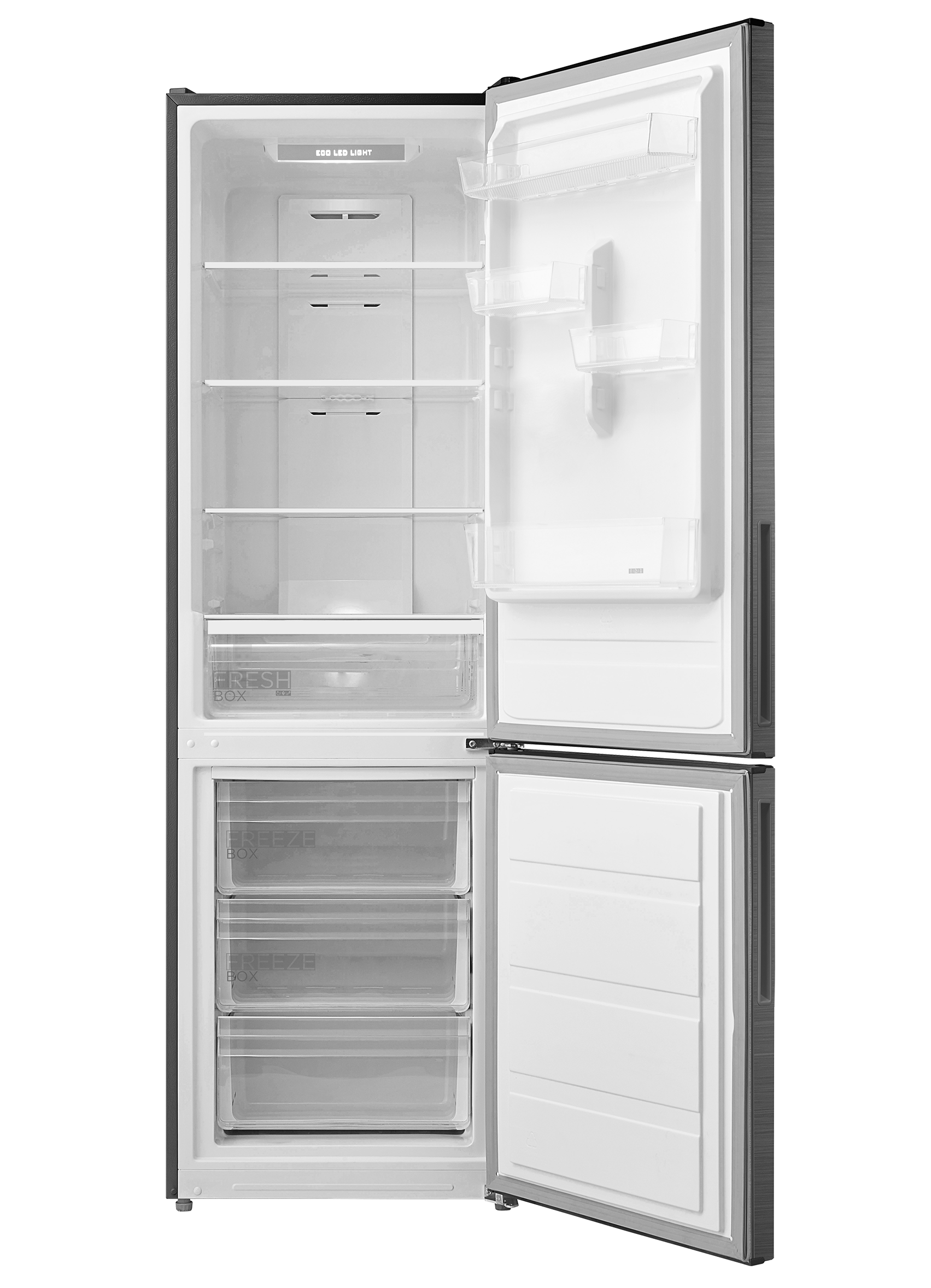 MIDEA 309L Bottom Mount Fridge Freezer Stainless Steel