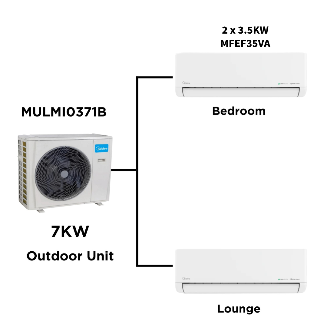 Midea Multi Split Heat Pumps Package - 7 kW Outdoor Unit MULMI0371B + Indoor Units