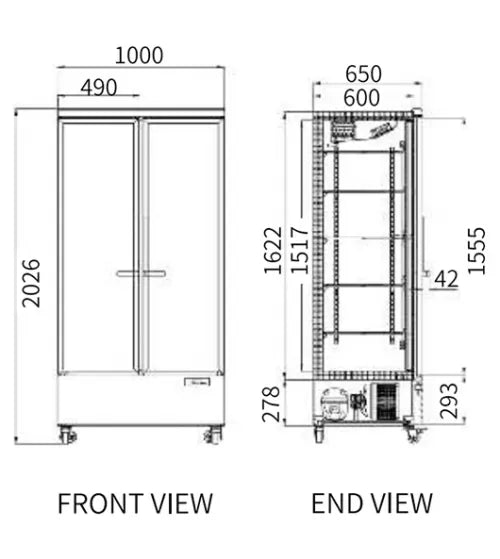 Double Glass Door Display Fridge LC-1000FX(Black)