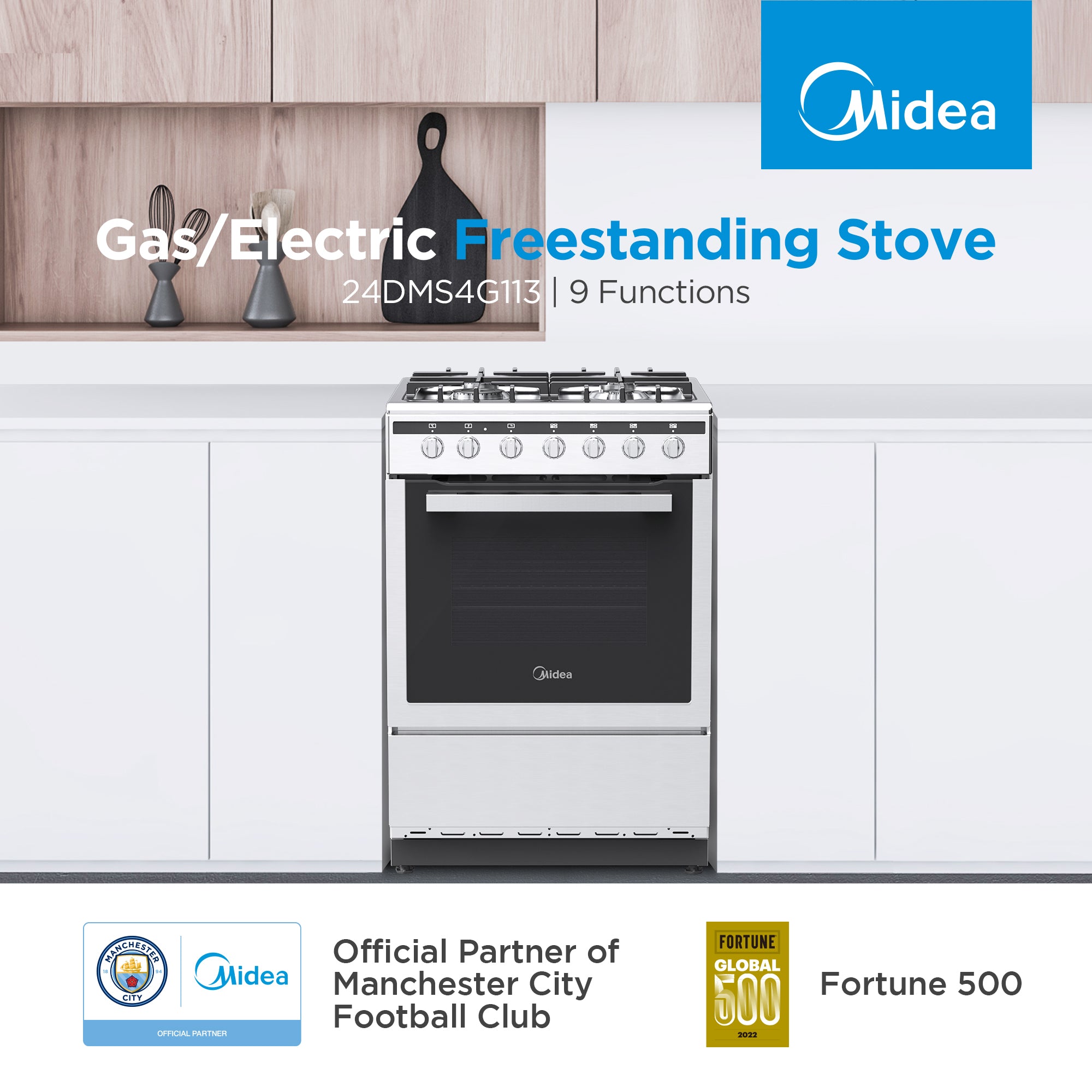 Midea 60cm Gas/Electric Freestanding Stove | Midea Kitchen Appliances NZ