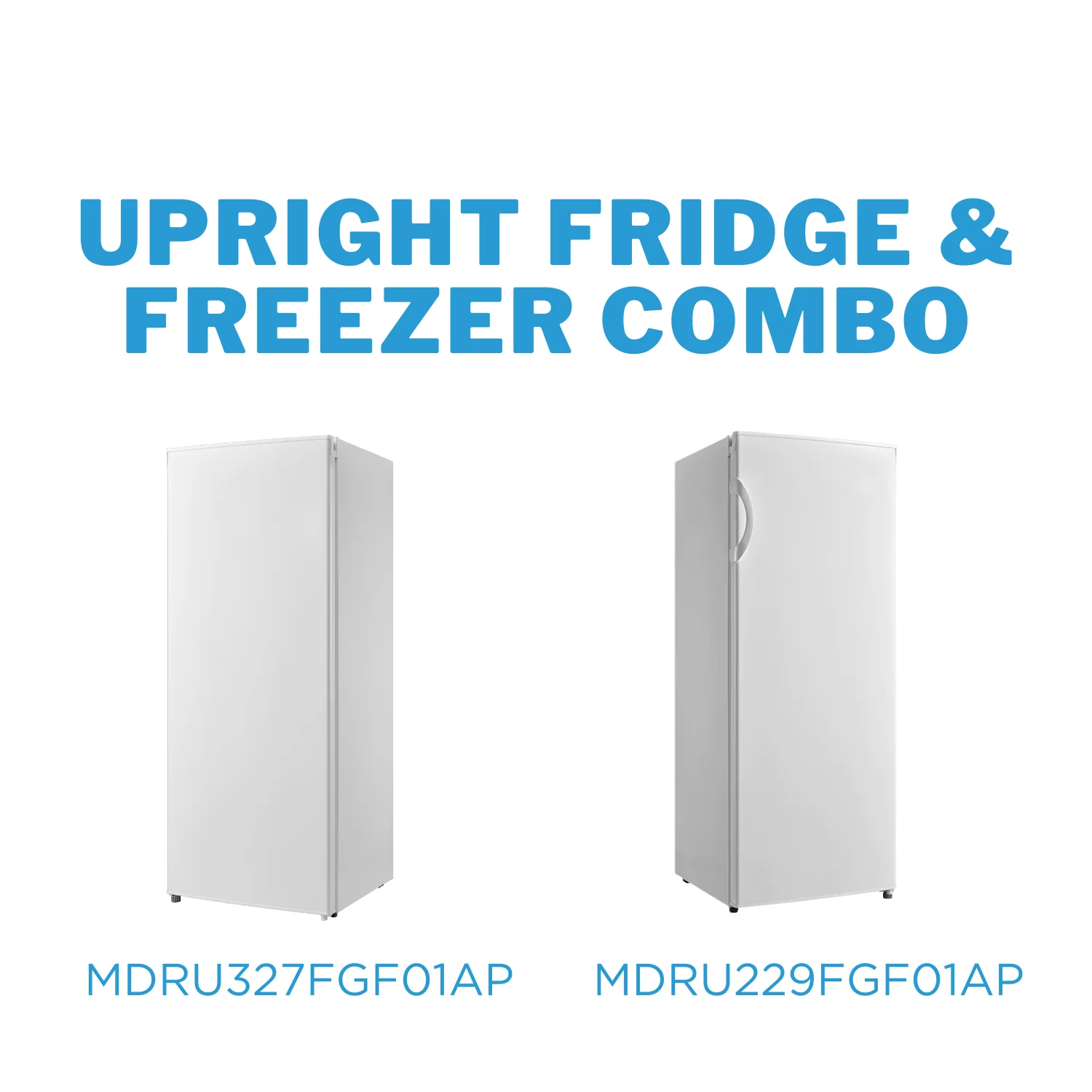 Midea Upright Fridge & Freezer Combo - 237L Upright Fridge + 172L Upright Freezer