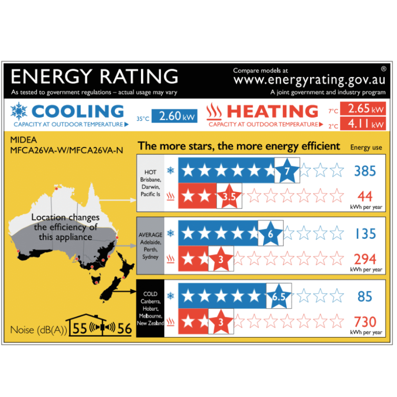 Midea Gaia 2.6KW Heat Pump / Air Conditioner with Air Purifying 5-year Warranty- No Installation - Midea NZ