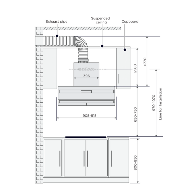 Midea T-Shape Rangehood -Steam Wash 90J05-ET23