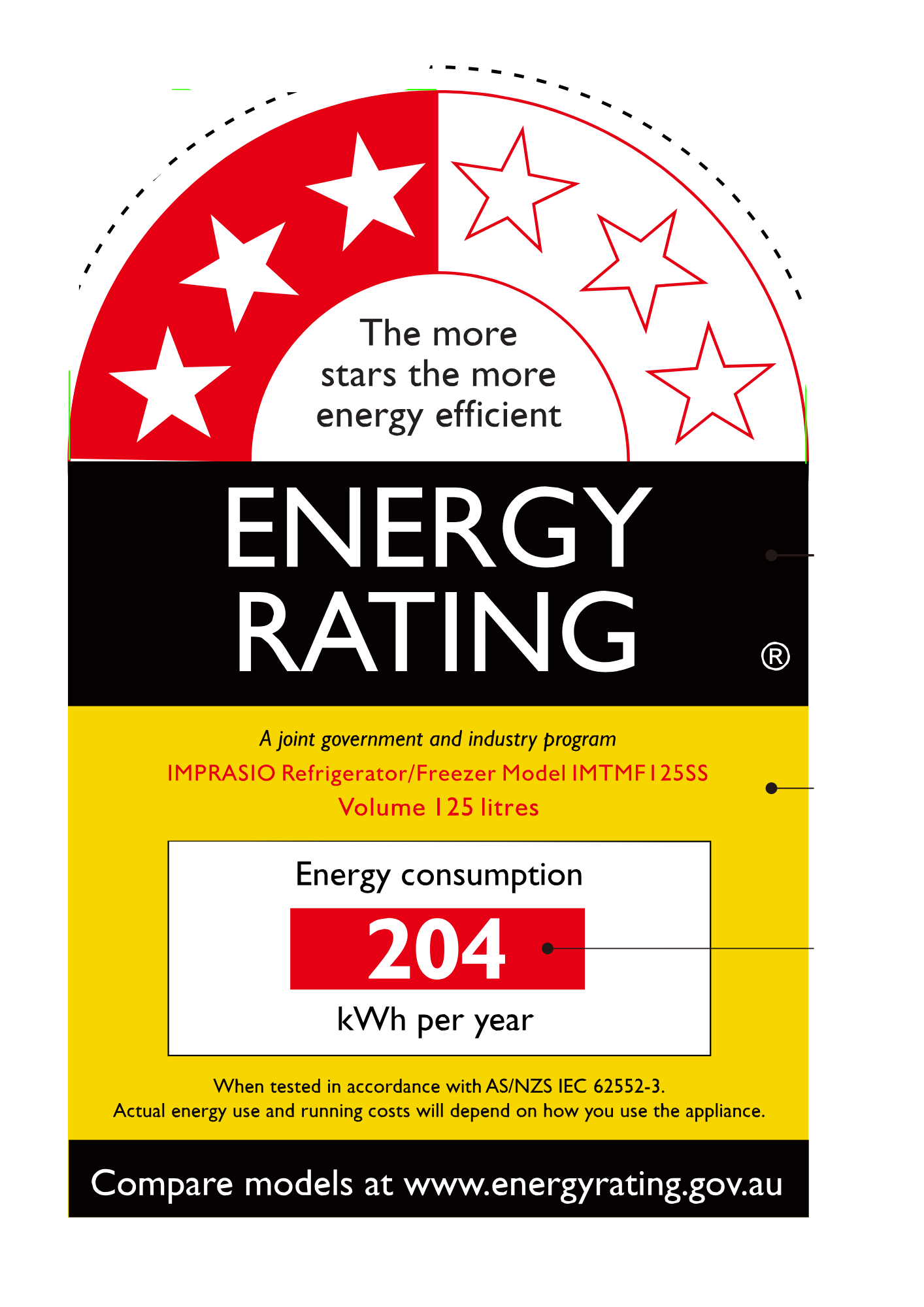 Imprasio 125L Top Mount Fridge Freezer Stainless Steel