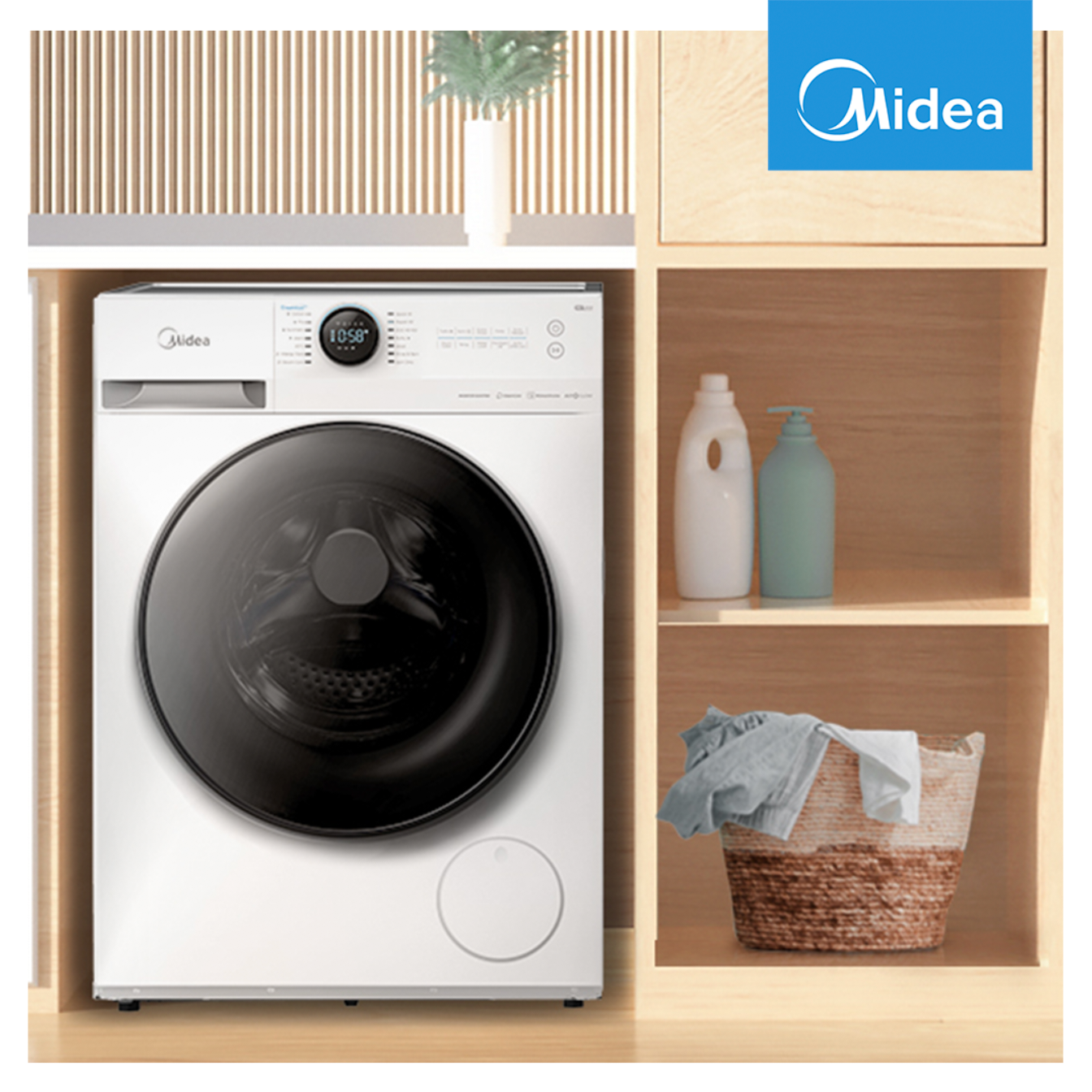 Midea 9KG Steam Wash Front Loader Washing Machine With Wi-Fi - White Color