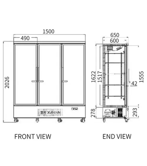 Triple Glass Door Display Fridge LC-1500FX(Black)
