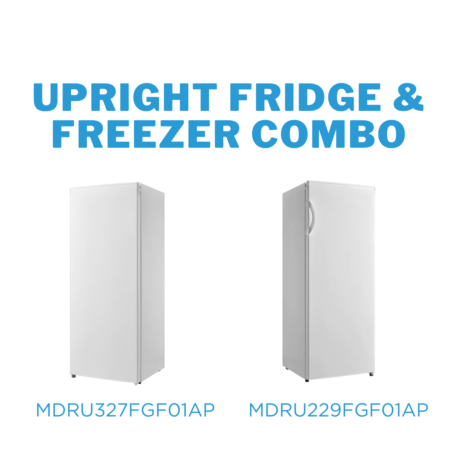 Midea Upright Fridge & Freezer Combo - 237L Upright Fridge + 172L Upright Freezer