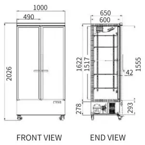 Snow Village Double Glass Door Upright Display Fridge LC-1000FS