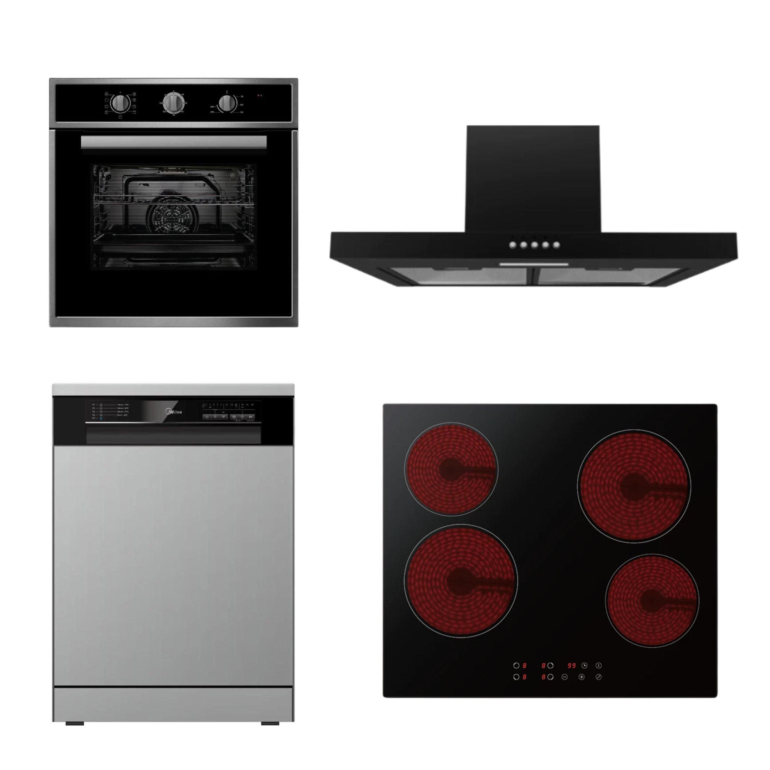 Midea Comfortable Life Kitchen Package | Multifunction Oven, Cooktop, Dishwasher & Rangehood | Midea Kitchen Appliances NZ