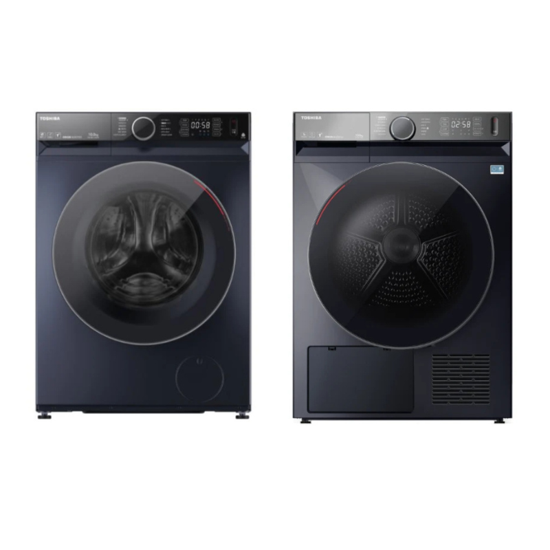Toshiba White Laundry Combo - 10KG Front Load Washing Machine + 10kg Heat Pump Dryer