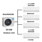 Midea Multi Split Heat Pumps Package - 13.5 kW Outdoor Unit MULMI0513B + Indoor Units