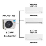 Midea Multi Split Heat Pumps Combo - 8.7 kW Outdoor Unit MULMI0480B + Indoor Units MULMI0480B+MFEF26VANx2+MFEF35VAN