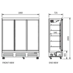 Snow Village Triple Glass Door Display Freezer LD-1860FX