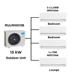 Midea Multi Split Heat Pumps Package - 13.5 kW Outdoor Unit MULMI0513B + Indoor Units