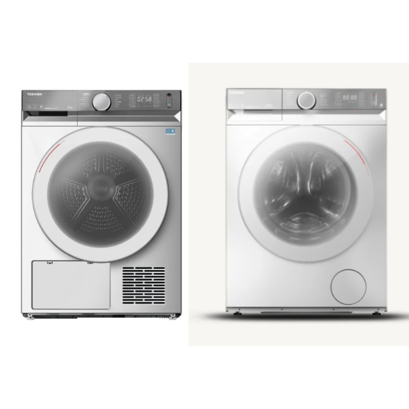 Toshiba White Laundry Combo - 9KG Front Load Washing Machine + 10kg Heat Pump Dryer